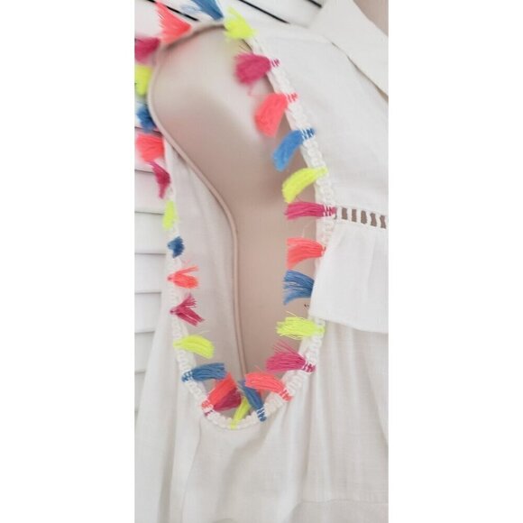 NEW LUXE MODA WHITE EMBROIDERED EMBELLISHED BLOUSE TOP SZ XLARGE - Picture 5 of 10